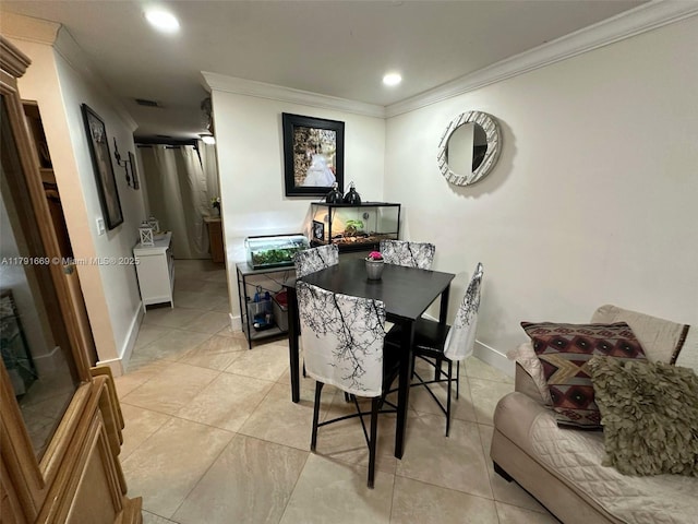 11537 SW 6th St, Sweetwater, FL 33174 - dining area with baseboards, recessed lighting, light tile patterned floors, and crown molding