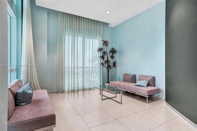 1900 N Bayshore Dr Unit 2816, Miami, FL 33132 - sitting room featuring tile patterned floors, baseboards, and recessed lighting