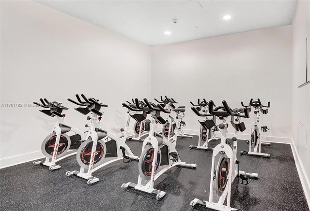 1900 N Bayshore Dr Unit 2816, Miami, FL 33132 - workout area with baseboards and recessed lighting