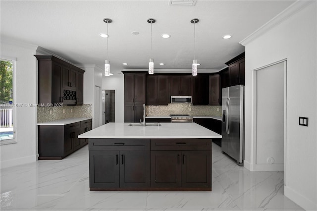 17937 SW 36th St, Miramar, FL 33029 - kitchen with baseboards, a sink, appliances with stainless steel finishes, and crown molding