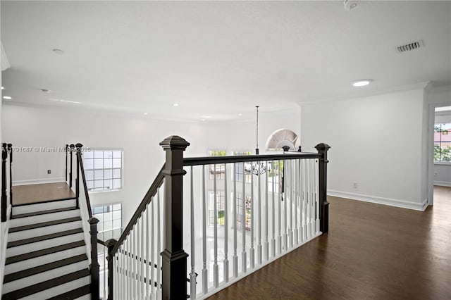 17937 SW 36th St, Miramar, FL 33029 - corridor with visible vents, ornamental molding, and wood finished floors