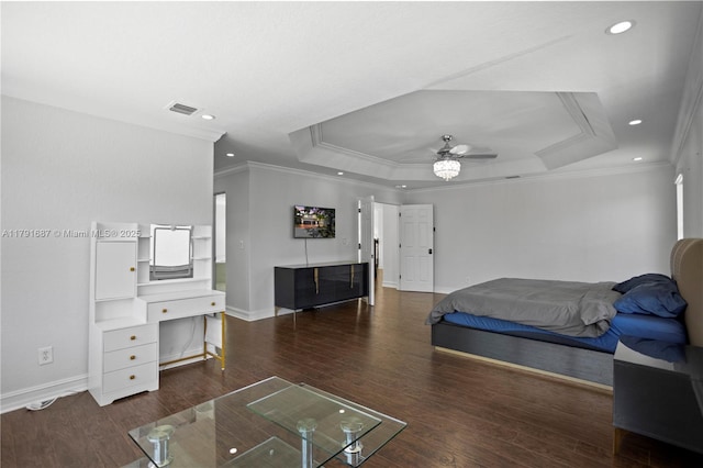 17937 SW 36th St, Miramar, FL 33029 - bedroom featuring crown molding, baseboards, a tray ceiling, and visible vents