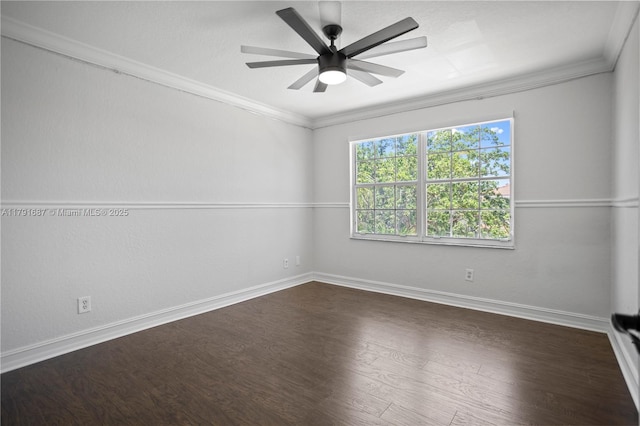17937 SW 36th St, Miramar, FL 33029 - empty room featuring baseboards, ornamental molding, ceiling fan, and dark wood-style floors