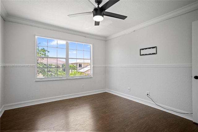 17937 SW 36th St, Miramar, FL 33029 - empty room with crown molding, dark wood finished floors, ceiling fan, and baseboards