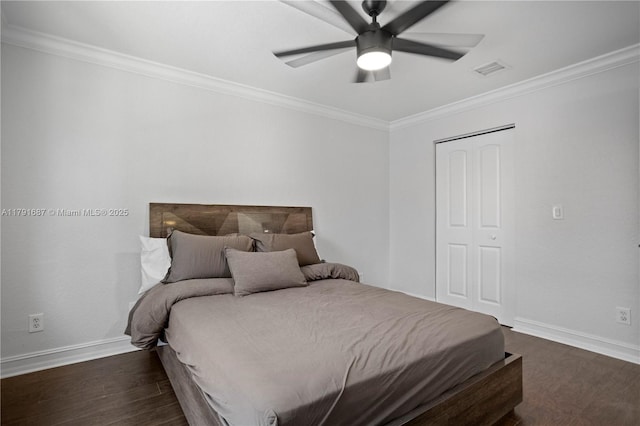 17937 SW 36th St, Miramar, FL 33029 - bedroom featuring crown molding, baseboards, visible vents, and wood finished floors