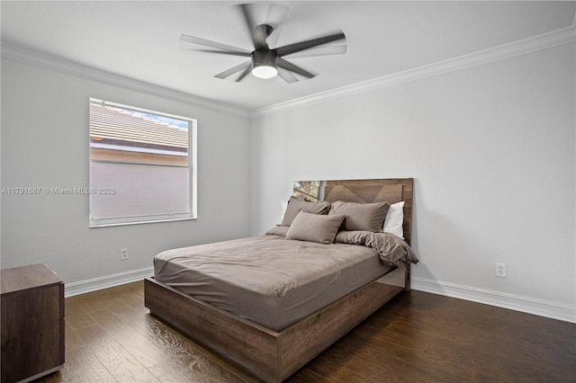 17937 SW 36th St, Miramar, FL 33029 - bedroom with crown molding, baseboards, a ceiling fan, and wood finished floors