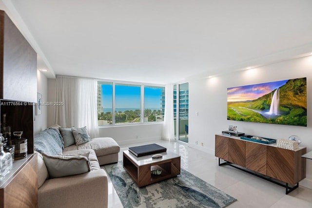 living area with baseboards
