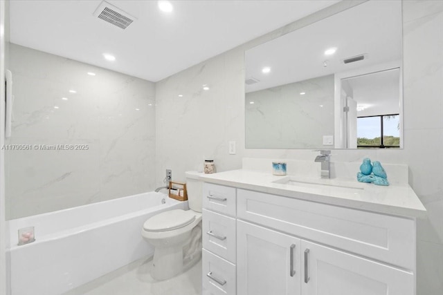 7153 Promenade Dr Unit 302, Boca Raton, FL 33433 - bathroom featuring a tub to relax in, toilet, vanity, recessed lighting, and a shower