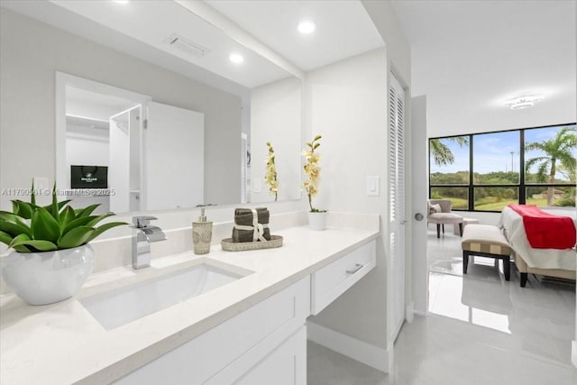 7153 Promenade Dr Unit 302, Boca Raton, FL 33433 - ensuite bathroom featuring vanity, recessed lighting, and tile patterned floors
