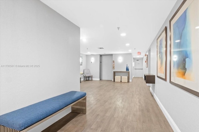 7153 Promenade Dr Unit 302, Boca Raton, FL 33433 - hall with light wood-style floors, recessed lighting, and baseboards
