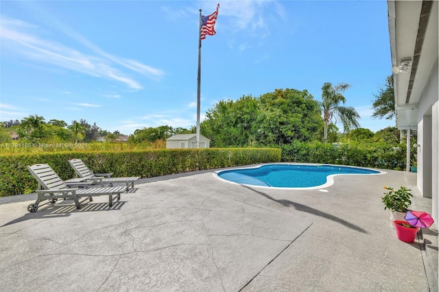 view of swimming pool with a patio and a fenced in pool