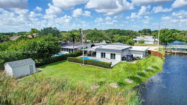 bird's eye view featuring a water view