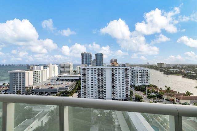 property view of water with a city view