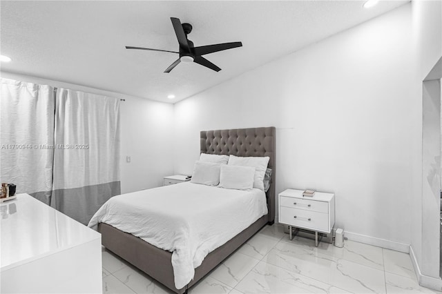 2215 SE 7th Pl, Homestead, FL 33033 - bedroom with recessed lighting, a textured ceiling, and marble finish floor
