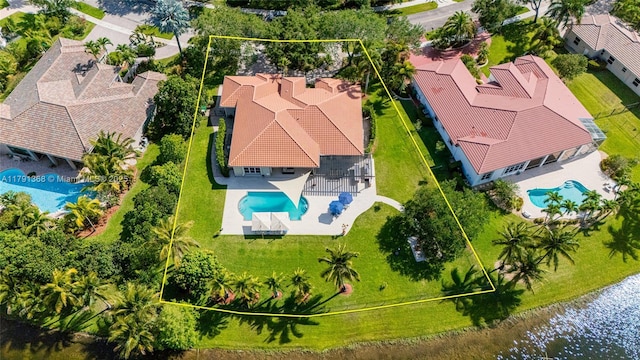 13003 SW 41st St, Davie, FL 33330 - aerial view of property and surrounding area featuring a pool area and property parcel outlined
