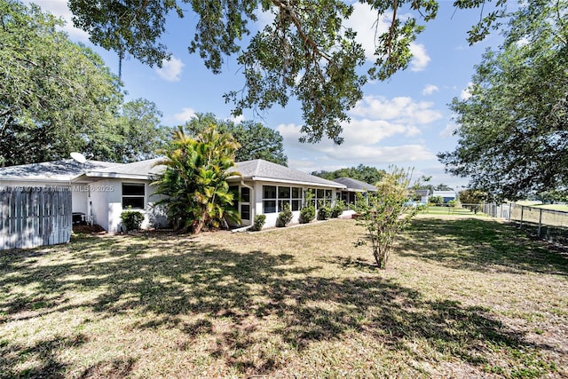 view of yard with a fenced backyard