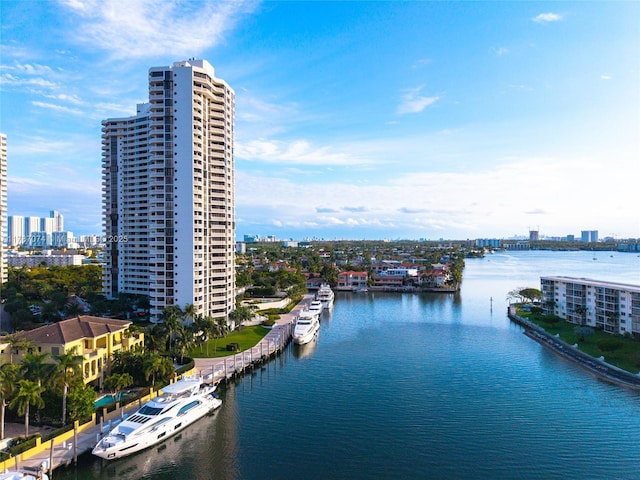 property view of water featuring a city view