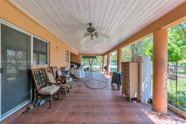 view of patio with a ceiling fan