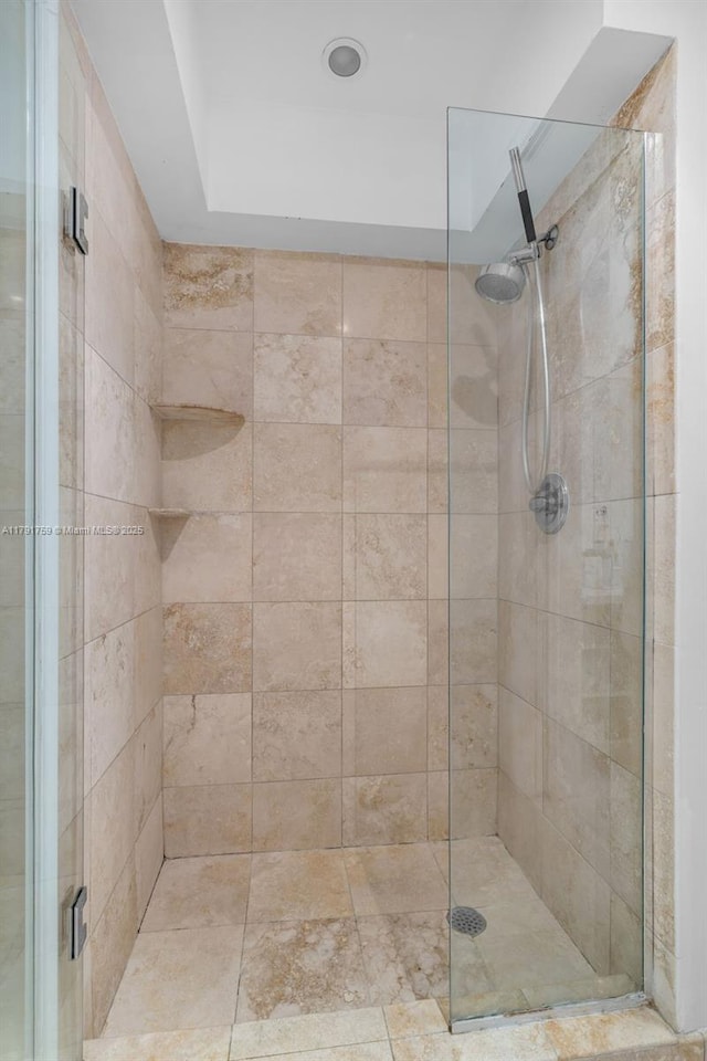 bathroom featuring a stall shower