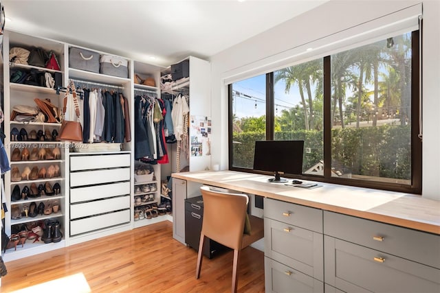spacious closet with light wood-style floors