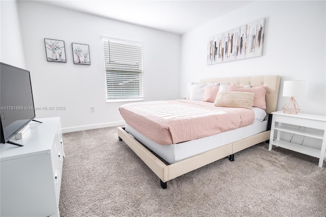bedroom with baseboards and carpet floors