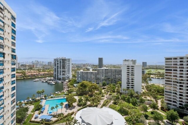 2500 Parkview Dr Unit 1816, Hallandale Beach, FL 33009 - birds eye view of property with a water view and a city view