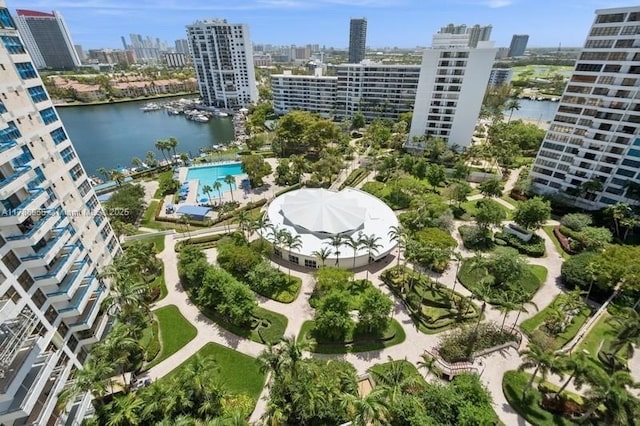 2500 Parkview Dr Unit 1816, Hallandale Beach, FL 33009 - aerial view featuring a view of city and a water view