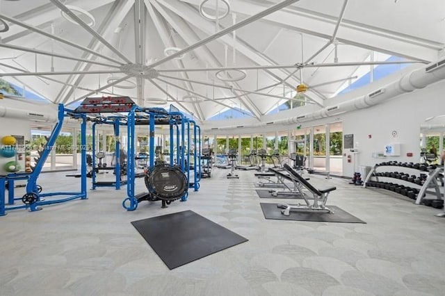 2500 Parkview Dr Unit 1816, Hallandale Beach, FL 33009 - workout area with high vaulted ceiling