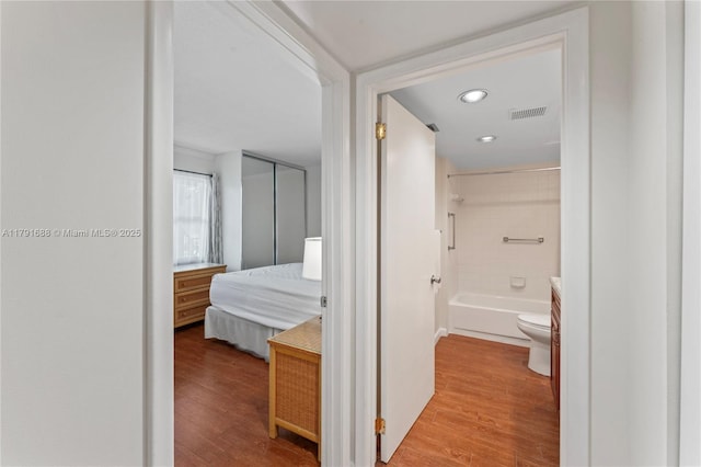300 SW 130th Ter Unit 203B, Pembroke Pines, FL 33027 - hall with wood finished floors and recessed lighting