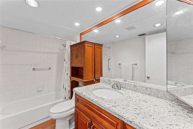300 SW 130th Ter Unit 203B, Pembroke Pines, FL 33027 - full bathroom with recessed lighting, toilet, vanity, and shower / bath combination