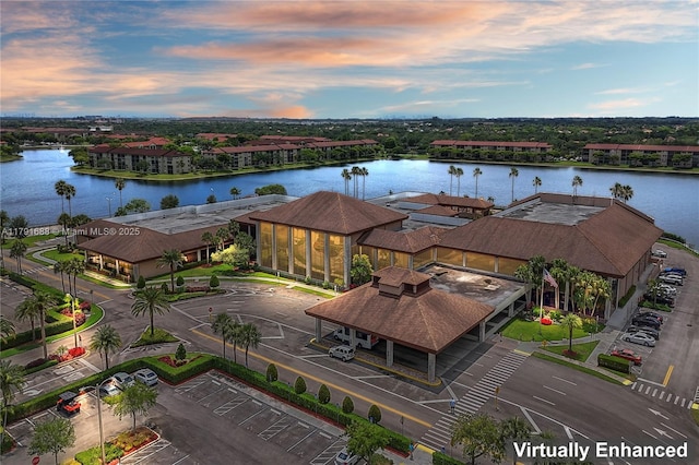 300 SW 130th Ter Unit 203B, Pembroke Pines, FL 33027 - aerial view at dusk of a water view
