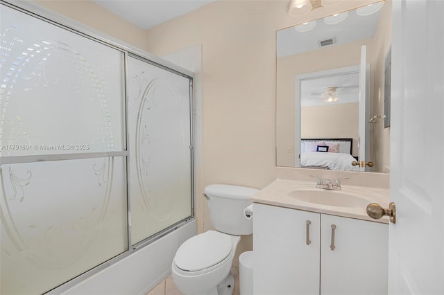 943 Golden Cane Dr, Weston, FL 33327 - bathroom with shower / bath combination with glass door, toilet, ensuite bathroom, vanity, and visible vents