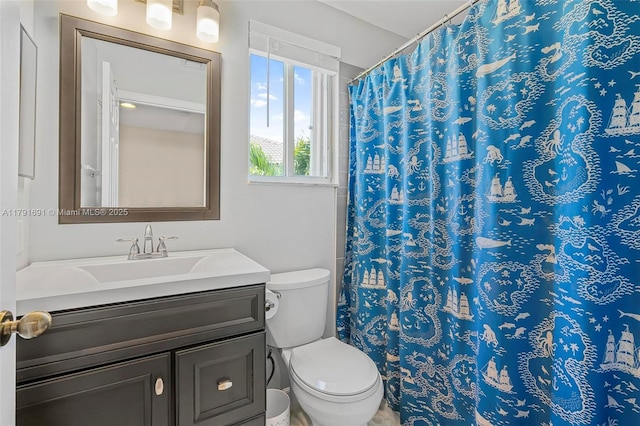 943 Golden Cane Dr, Weston, FL 33327 - bathroom with vanity, toilet, and curtained shower