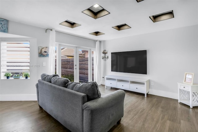 8323 NW 196th Ter, Hialeah, FL 33015 - living room with baseboards and dark wood-type flooring