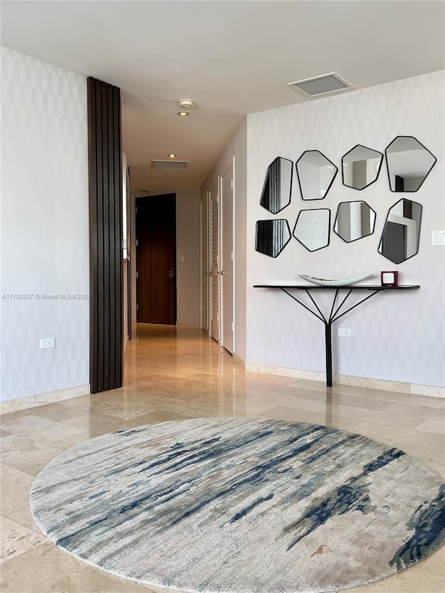 68 SE 6th St Unit 3611, Miami, FL 33131 - corridor featuring visible vents and wallpapered walls