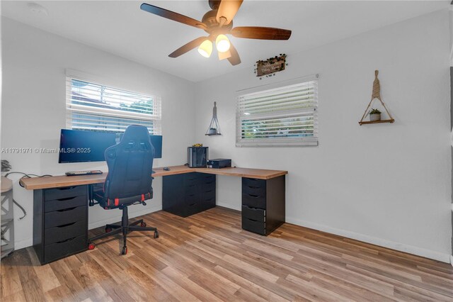 4649 SW 28th Ave, Dania Beach, FL 33312 - office area with ceiling fan and wood finished floors