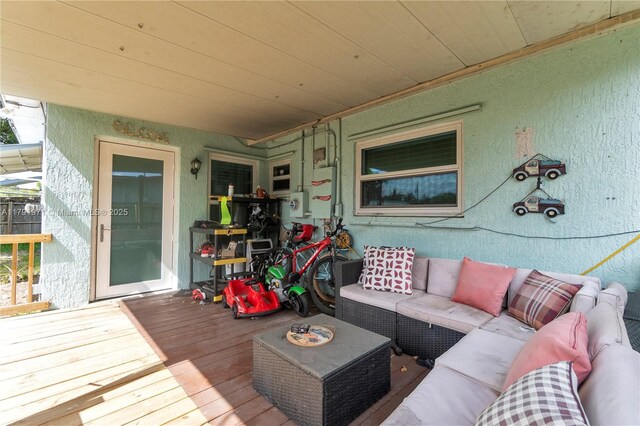4649 SW 28th Ave, Dania Beach, FL 33312 - deck with fence, a trampoline, and outdoor lounge area
