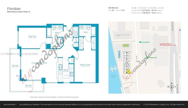650 W Ave Unit 2102, Miami Beach, FL 33139 - view of floor plan / room layout