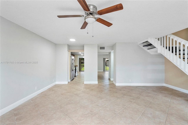 5000 S University Dr, Davie, FL 33328 - empty room featuring recessed lighting, light tile patterned floors, a ceiling fan, visible vents, and baseboards