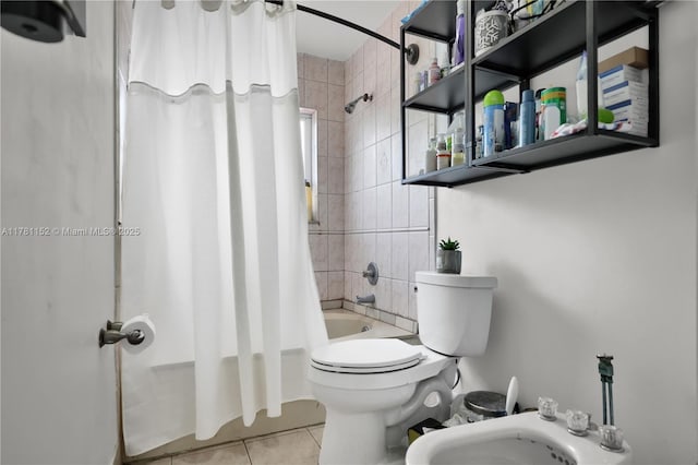 1131 SW 104th Ct, Miami, FL 33174 - full bathroom with a bidet, shower / bath combo, toilet, and tile patterned floors