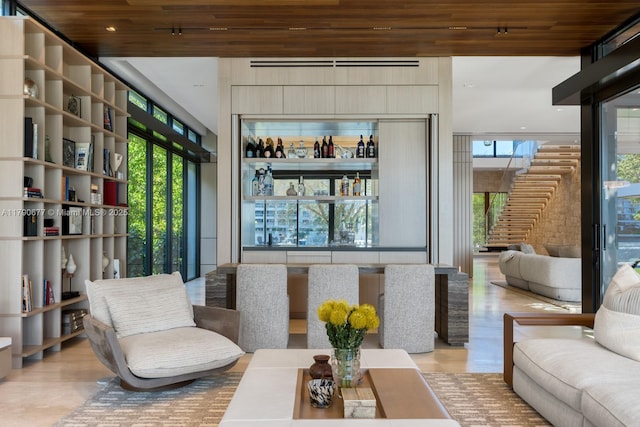 194 S Island Dr, Golden Beach, FL 33160 - lobby featuring wooden ceiling and stairs
