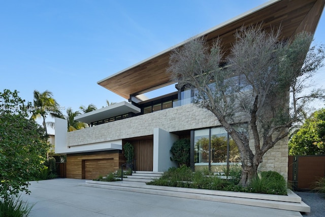 contemporary home featuring a garage