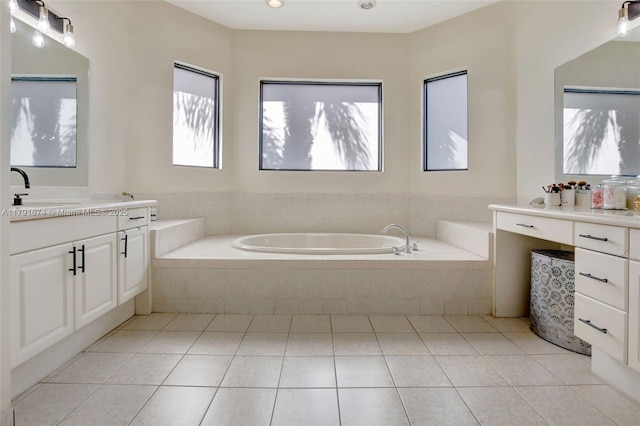 3260 SW 189th Ave, Miramar, FL 33029 - bathroom featuring a garden tub, tile patterned flooring, and vanity