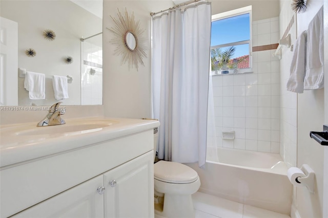 3260 SW 189th Ave, Miramar, FL 33029 - bathroom with vanity, tile patterned floors, shower / bath combo with shower curtain, and toilet
