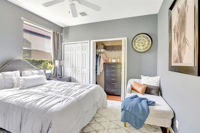 3260 SW 189th Ave, Miramar, FL 33029 - bedroom with a ceiling fan, wood finished floors, and visible vents