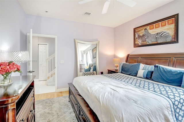 3260 SW 189th Ave, Miramar, FL 33029 - bedroom featuring ceiling fan, visible vents, and light wood finished floors