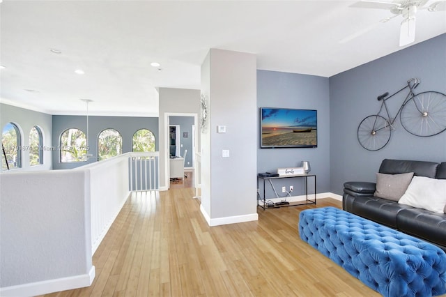 3260 SW 189th Ave, Miramar, FL 33029 - living room featuring recessed lighting, baseboards, and light wood-type flooring