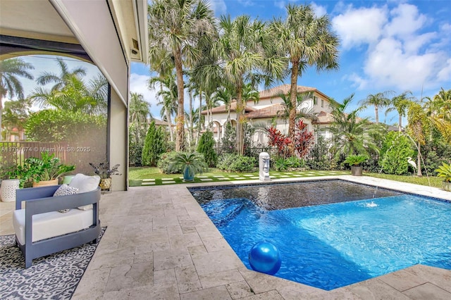 3260 SW 189th Ave, Miramar, FL 33029 - view of swimming pool featuring a fenced in pool, a patio area, and fence