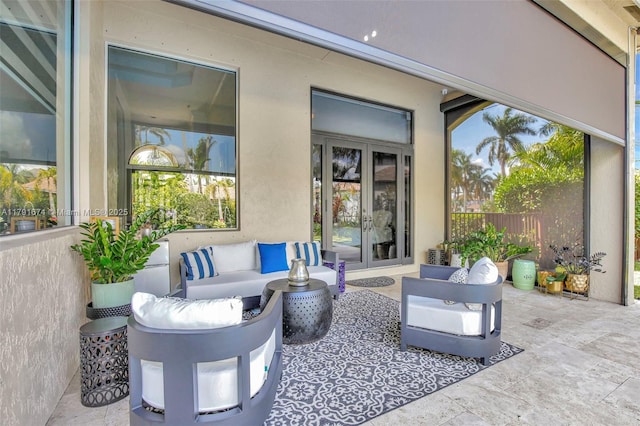 3260 SW 189th Ave, Miramar, FL 33029 - view of patio with french doors, fence, and outdoor lounge area