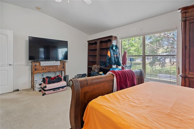 1754 Turtle Rock Dr, Lakeland, FL 33803 - bedroom with carpet flooring, ceiling fan, and lofted ceiling